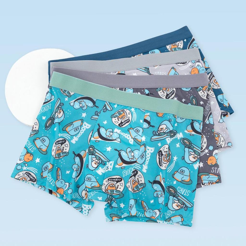 4-Pack Men's Plus Size Ice Silk Boxer Briefs - Loose, Youthful Fit