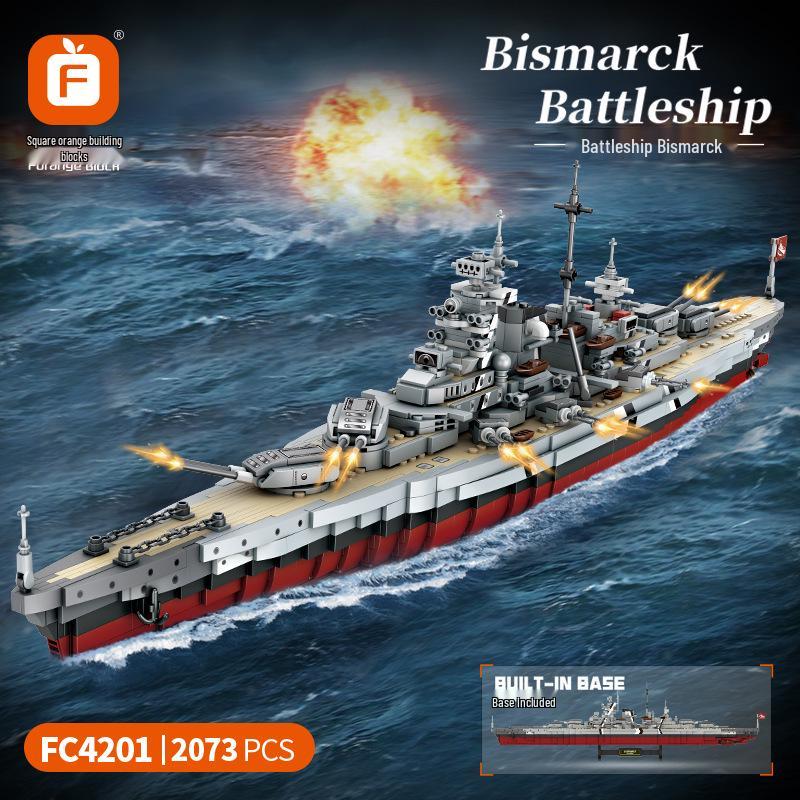 Fang Cheng Aircraft Carrier & Bismarck Battleship Model Toy - Educational Assembly Puzzle for Boys