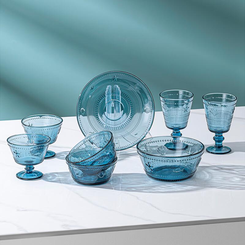 LOVWISH Dark Blue Ocean 8-Piece Dinnerware Set