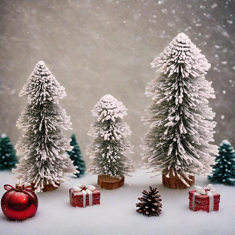 1PC Tabletop Tapered Christmas Tree Ornament Winter-Themed Mini Christmas Tree for Retail