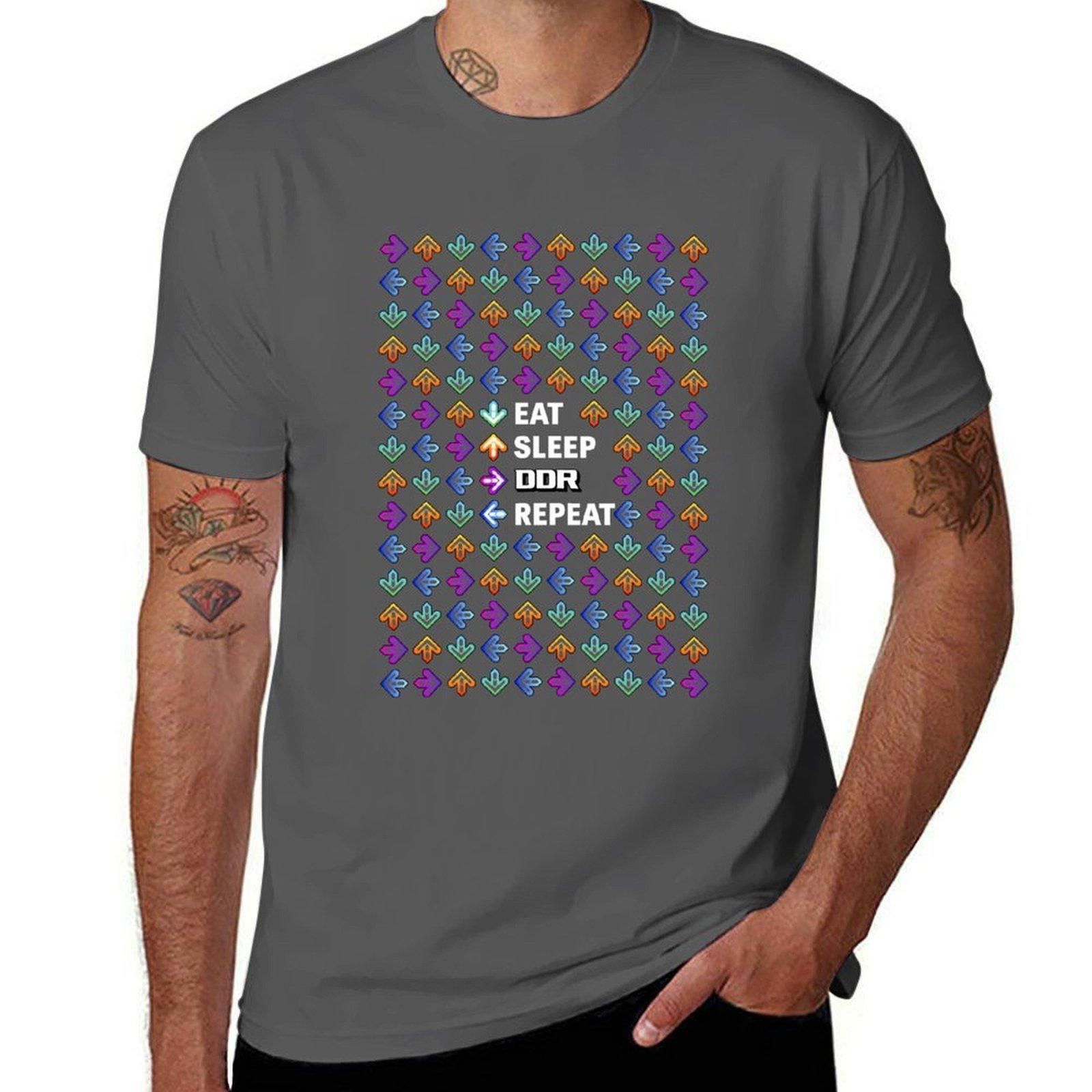 

Eat. Sleep. DDR. Repeat. - White T-Shirt men t shirt cotton 100% g man t shirts for men T-Shirt 4XL