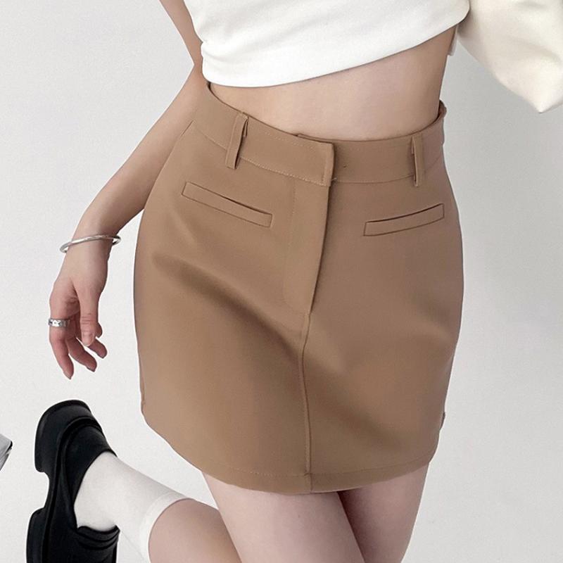 Mini jupes taille haute pour femmes, élégantes et simples, pour le bureau, ligne a, sac de costume, jupe de hanche, Style coréen