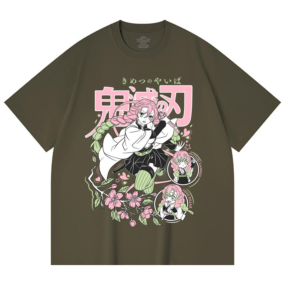 230 Gsm 100% Cotton Demon Slayer V6 Mitsuri Print Unisex Heavy Cotton T Shirt