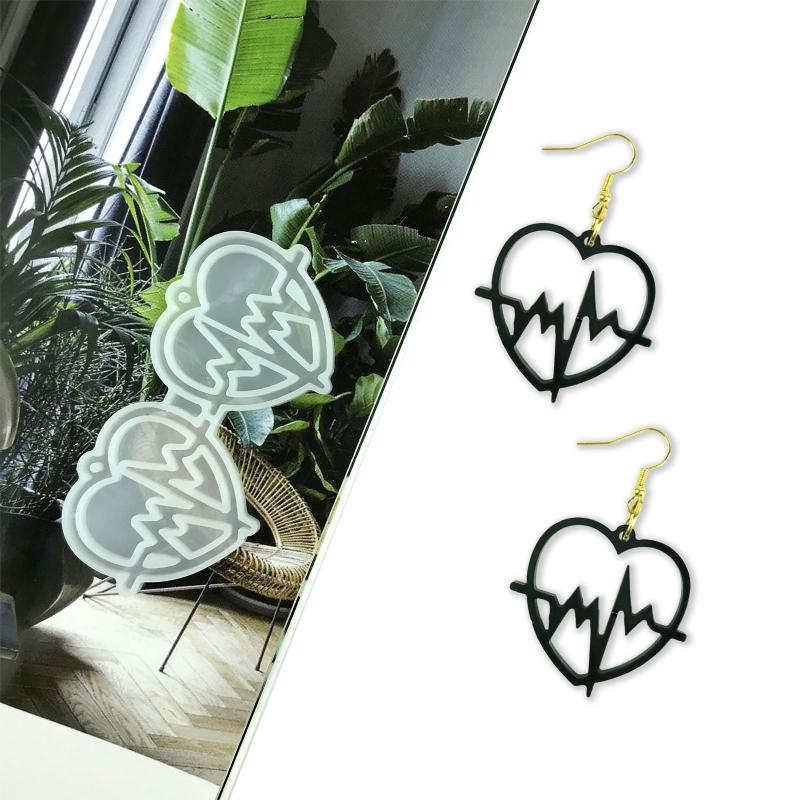 Epoxy Love Heart Mold Silicone Earrings Mold Handmade Fashion Jewelry Molds for Resin Jewelry Making Pendant Crafts