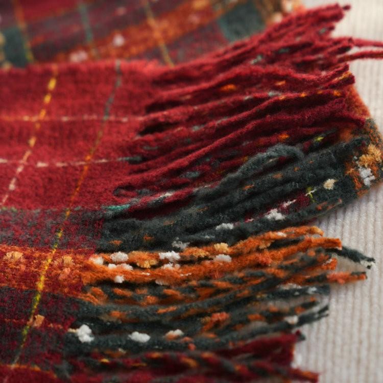 New red plaid Christmas scarf women's winter Korean atmosphere thickened shawl New Year's scarf stripes