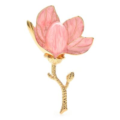 Charmiga Magnolia Blomma Broscher För Kvinnor Unisex 3-färgad Emalj Vacker Blomma Fest Kontor Broschnålar Gåvor