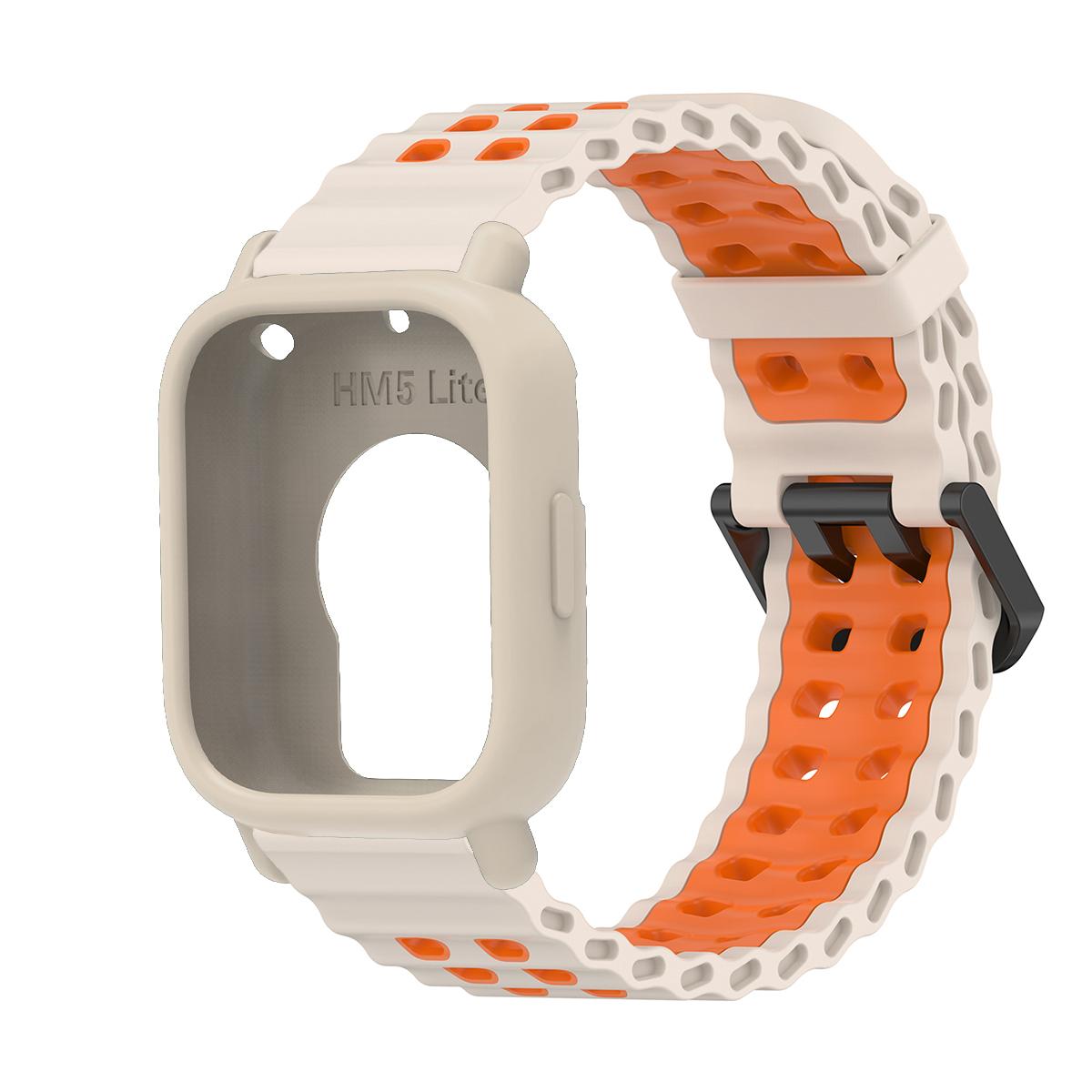 

Морський ремінець+чохол для Redmi watch 5 Active/Lite Двоколірний океанічний ремінець Силіконова накладка для Redmi 5 Lite/Active Спортивний браслет Бампер for redmi 5 lite