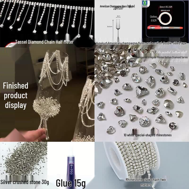 Qiwai DIY Tassel Butterfly Wedding Champagne Glass Kit