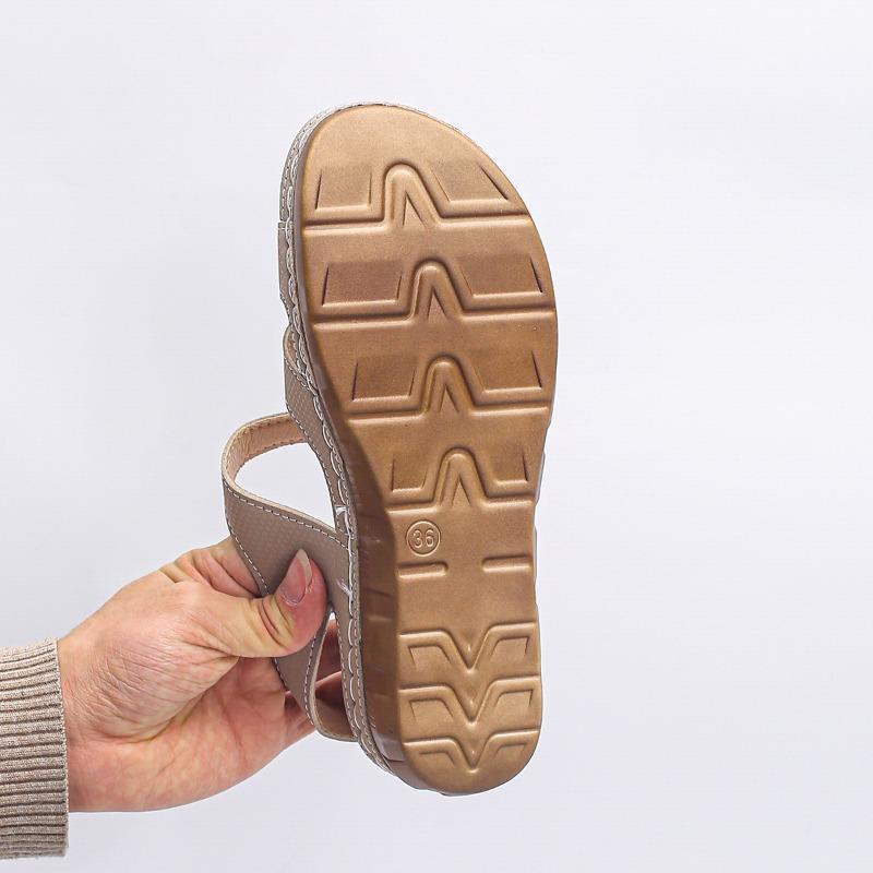 Fashion Casual Peep Toe Platform Wedges Women Sandals Hollow Out Leather Cross  Hook & Loop Beach Shoes Size 36-43