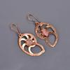 Natural Pink Sapphire Copper Dangle Daughter Gift Electroformed Earrings Jewelry V-103