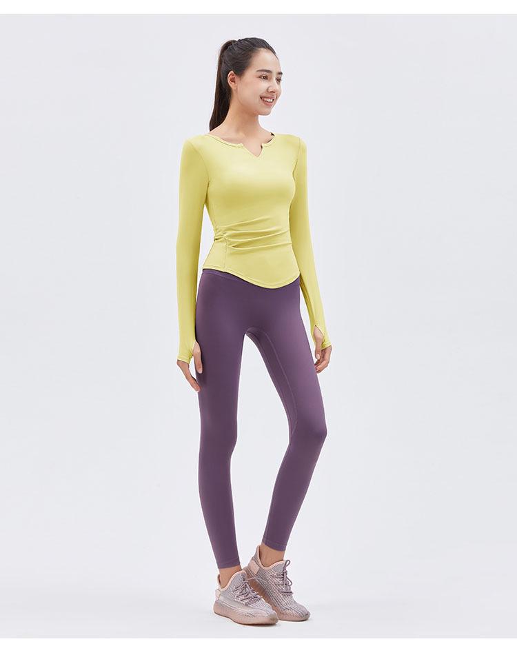 2023 Spring V-Neck Long Sleeve Yoga Top with Chest Pads - Women's Running and Fitness Wear