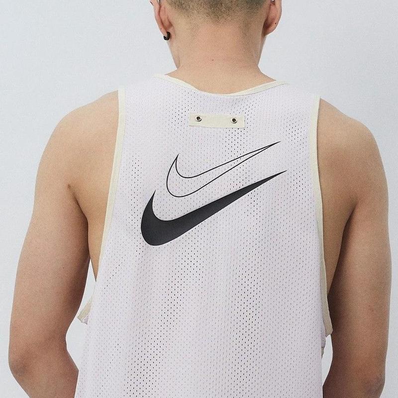 Nike Dri-Fit Logo Print Colorblock Quick-Dry Mesh Round Neck Sleeveless Basketball Tank Top Men Tops Pearl-Pink DX0334-664