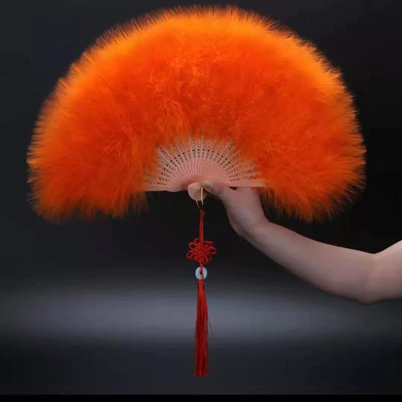 Internet-Famous Feather Fan, Fully Velvet Thickened, Standard Fairy-Like Cheongsam, Catwalk, Children's Stage Performance Dance Fan