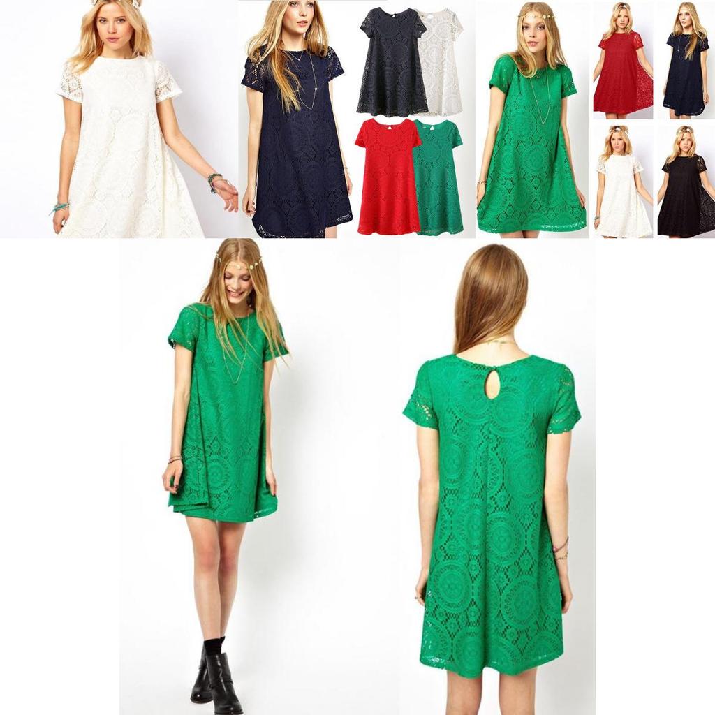 Elegante Abito in Pizzo Stile Europeo Abito Corto Svasato Vita Alta