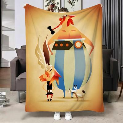 Cartoon A-Asterix Throw Soft Warm Flannel Blanket, Multi-use Throw for Bed Sofa Office, Air Conditioning Nap Blanket