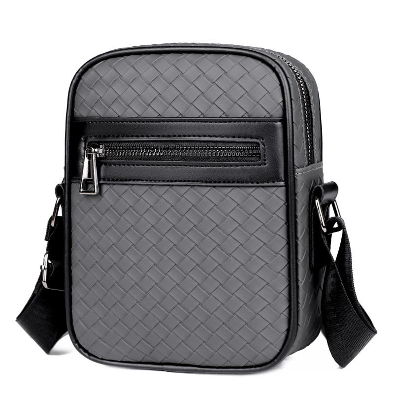 New Men's Messenger Bag Woven Pattern Fashion Casual Bag Shoulder Bag Simple and High-end Men's Bag