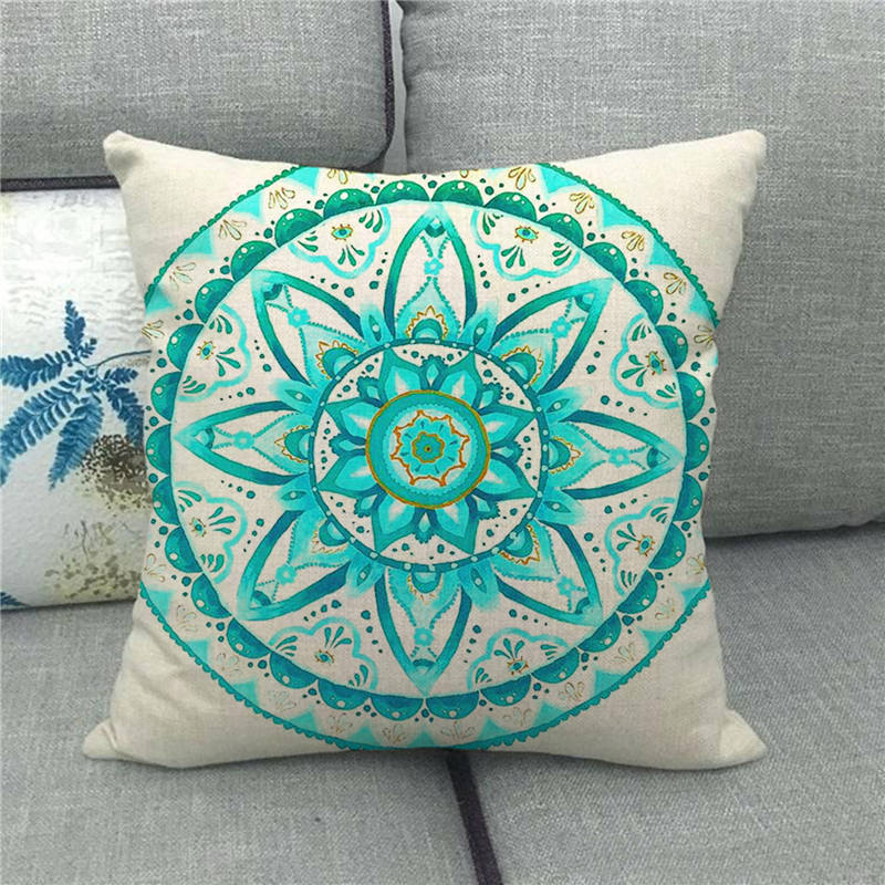 Home Decor Colorful Mandala Pattern Digital Print Pillowcases Pattern Cushion Cover Suitable for Sofa Bedroom Car Pillow Cover