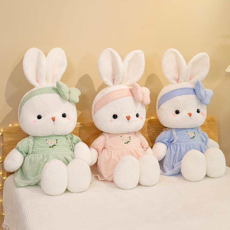 Cute Floral Dress Bunny Plush Toy Cartoon Super Adorable Comfort Bunny Doll Valentine's Day Birthday Gift