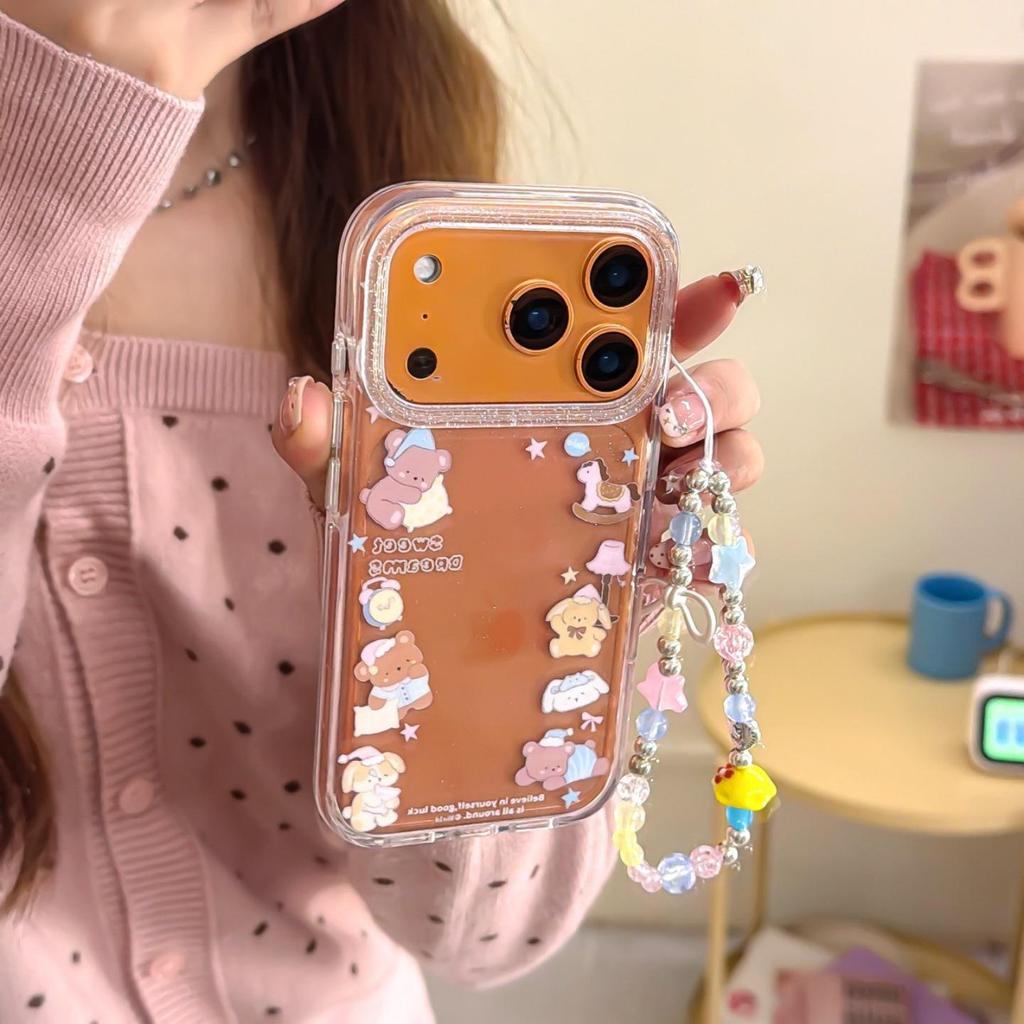 Ochronne etui na telefon Pajama Teddy Bear dla iPhone 13/14/15/16 Pro Max & Apple 17 Pro, okładka damska.