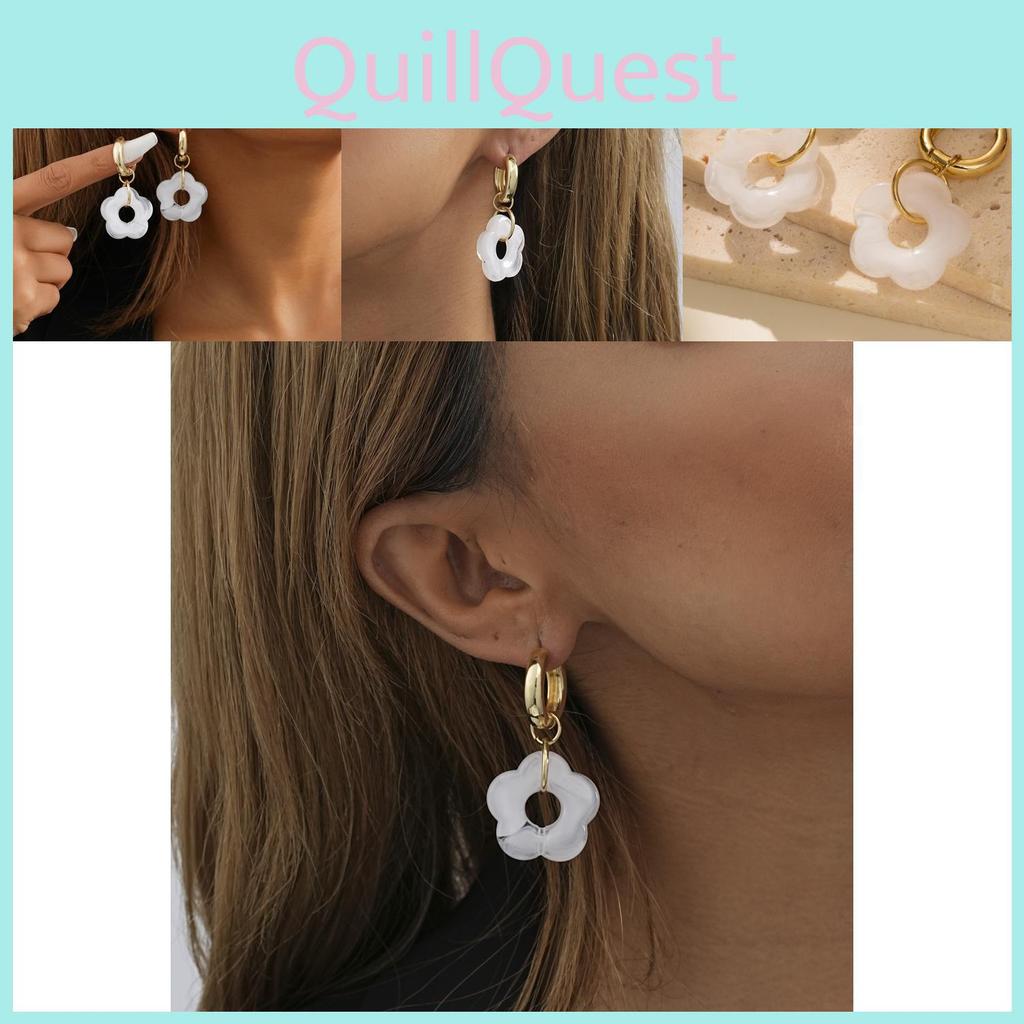 Stylish Flower Resin Earrings Modern Geometric Design Perfect For Street Snap