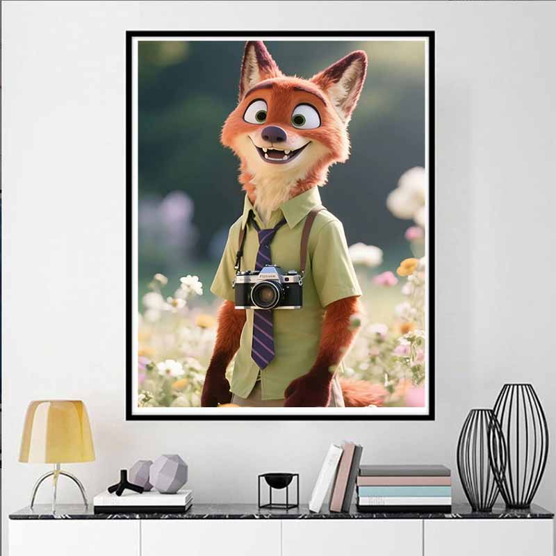 Disney 5D DIY Diamond Painting Zootopia Illustration Cartoon Full Diamond Mosaic Diamond Painting Art Wall Decoration Craft Set