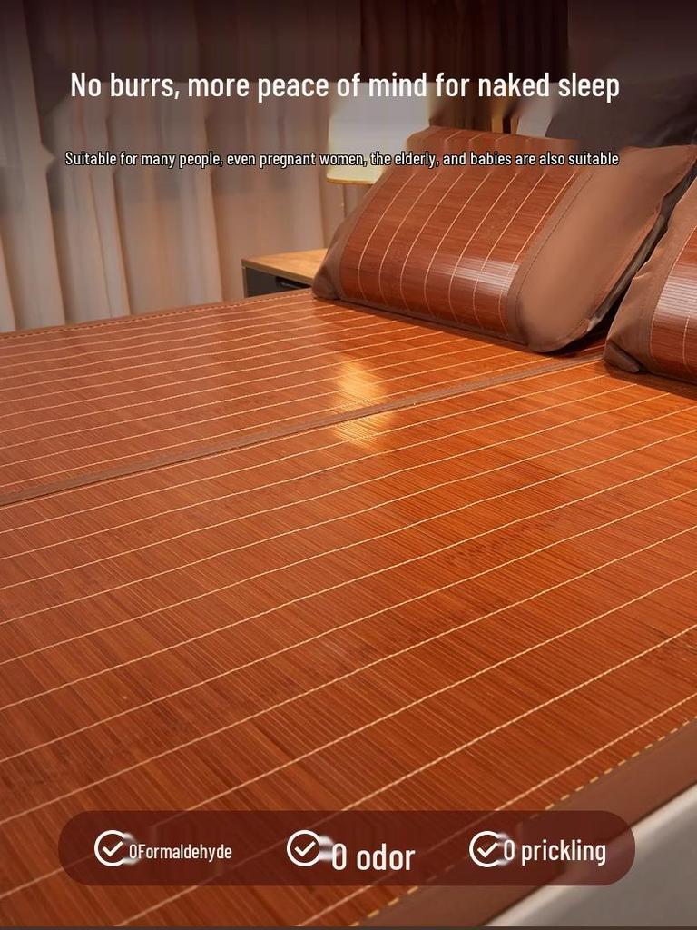 Double-Sided Bamboo & Ice Silk Mat, Foldable for Summer & Winter, Single Person Dormitory Mat with Free Shipping