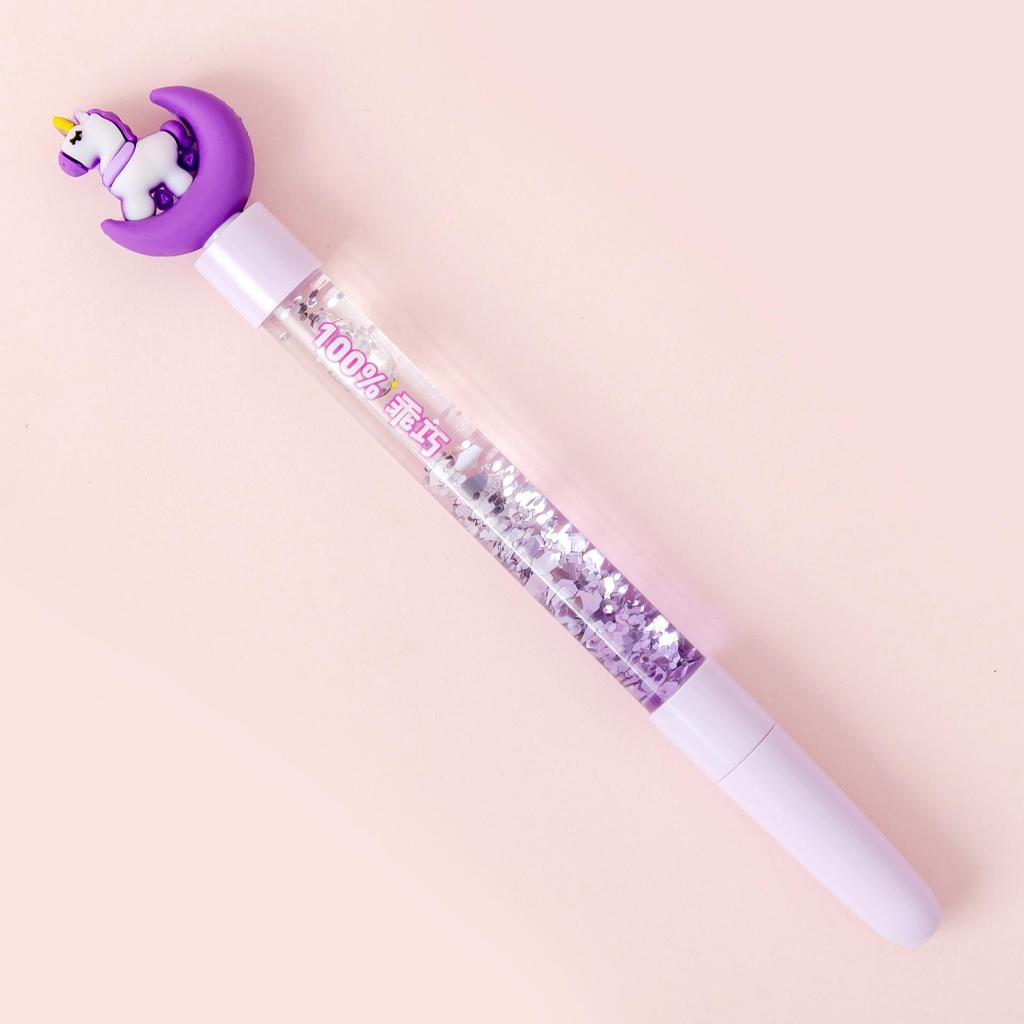 Cartoon Unicorn Sand Flow Pen - Black Ink Signature Pen for Kids, Perfect Back-to-School Gift