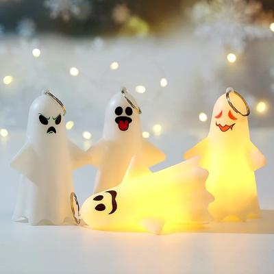 Portable Pumpkin Lantern with Ghost Hanging Ornament Hallowmas Decoration for Party Haunted House Indoor Outdoor Scene Prop