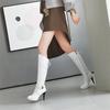 Inverno Donna Stivali Alti al Ginocchio con Lacci e Plateau Rosso Nero Tacco a Spillo Punta Rotonda Sexy Abito Festa Donna Cinturino con Fibbia Cerniera Stivali Lunghi