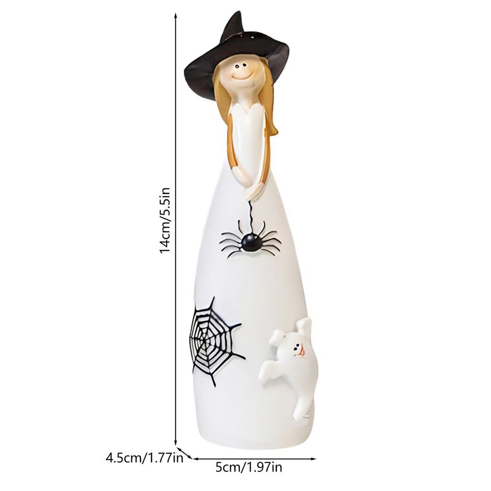 Halloween Witch Decoration Resin Crafts,Witch Hat,Cat,Ghost, Crow and Pumpkin Decor Figurines for Holiday and Party Ornaments