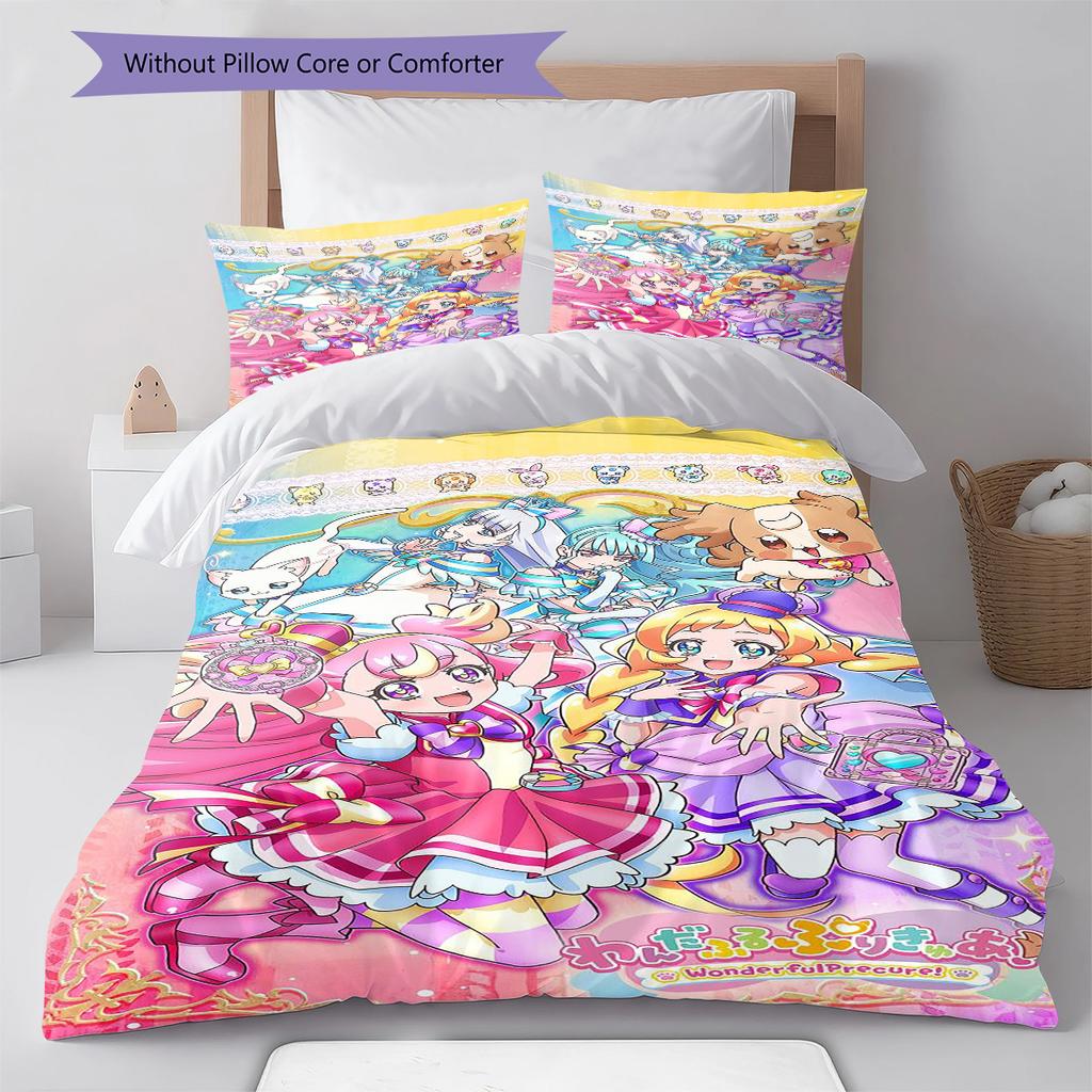WonderfulPrecur,Winx Club Pattern Bedding,Quilt Set Quilt Cover Pillowcase Home Birthday Gift (1 * Duvet Cover + 2 * Pillowcase, Without Core)