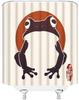 Funny Frog Shower Curtain Asian Style Traditional Japanese Art Vintage Anime Cute Animal Red Sun Retro Bathroom Decor Curtain
