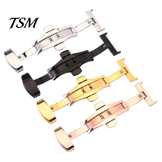 Watch Band Buckle Solid Universal Good Hardness Stainless Steel Clasp for Daily Wear Double Push Button