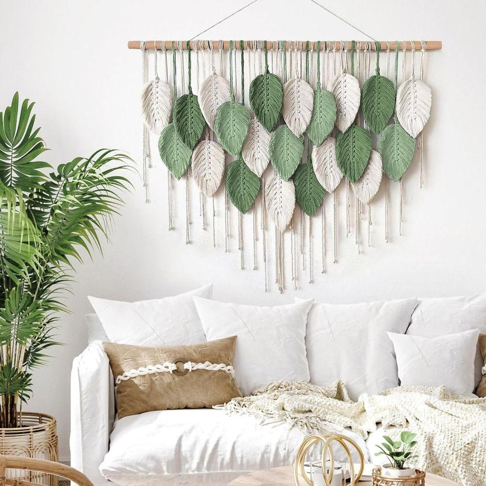 

Boho Style Bohemian Woven Leaf Tapestry Colorful Tassel Ornament Home Decoration Style 2