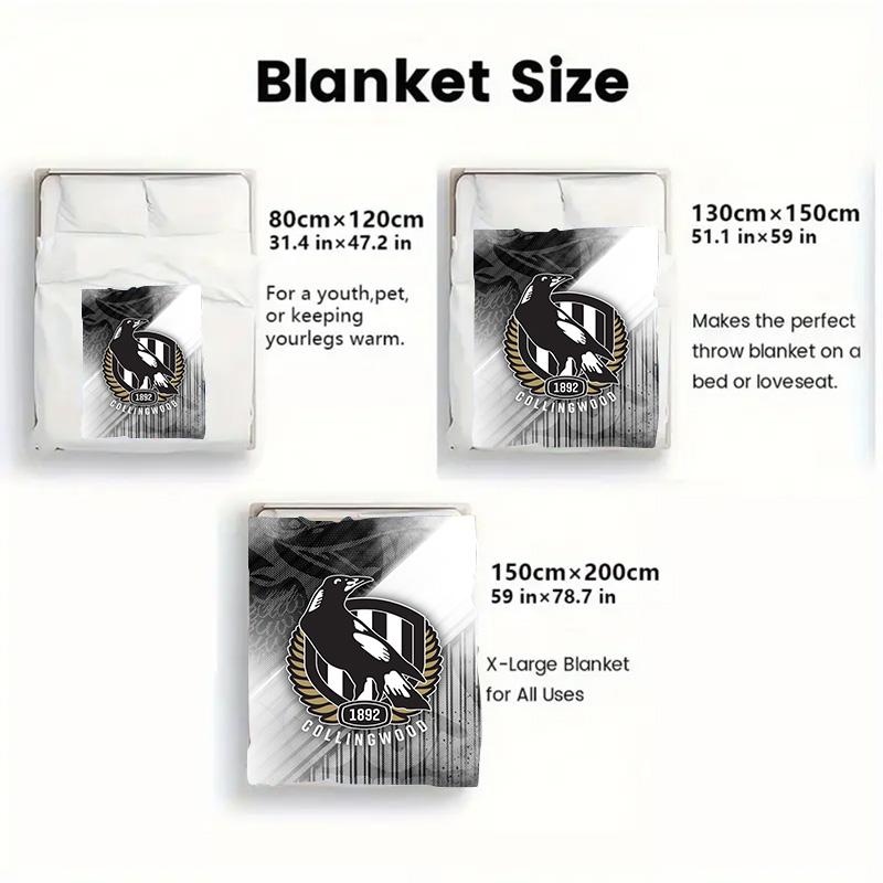 Collingwood FC 2D Flat Pattern Flannel Blanket High quality All Seasons Warmth and Comfort Perfect for Christmas Gifts.DMT0925301
