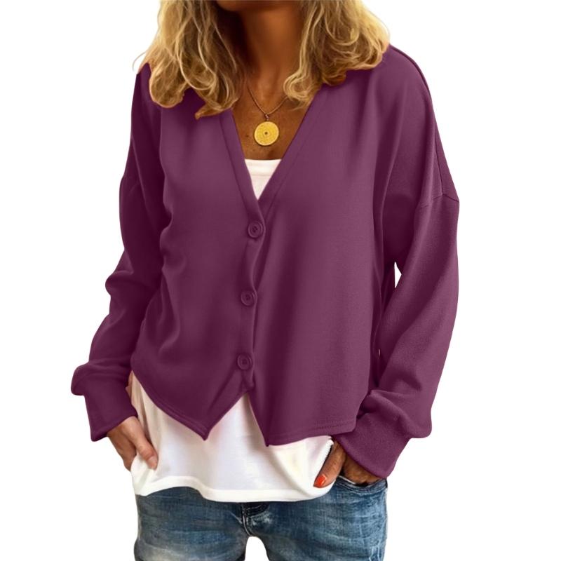 Minimalist Long Sleeve Button Down Knit Sweater Womens Lightweight Stretch Fabric Easy Layering Oversized Cardigan Coat
