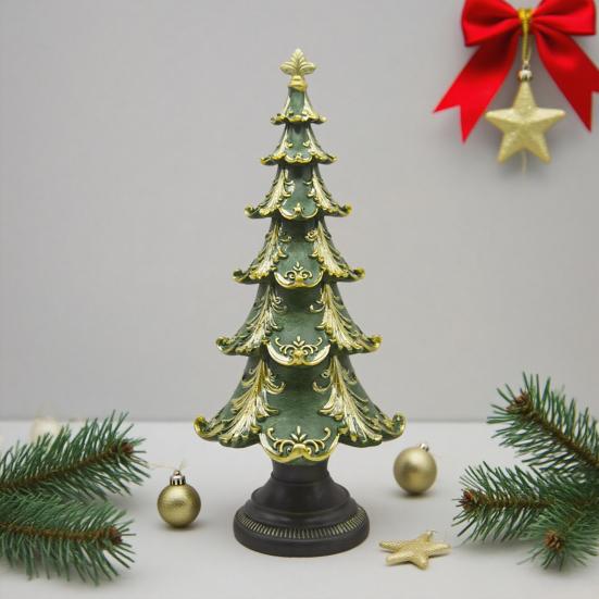 Yousheng Christmas Tree Tree Figurine Xmas Ornament Resin Snowy Tabletop Decor Elegant Holiday Centerpiece for for Home Living Room Bookshelf