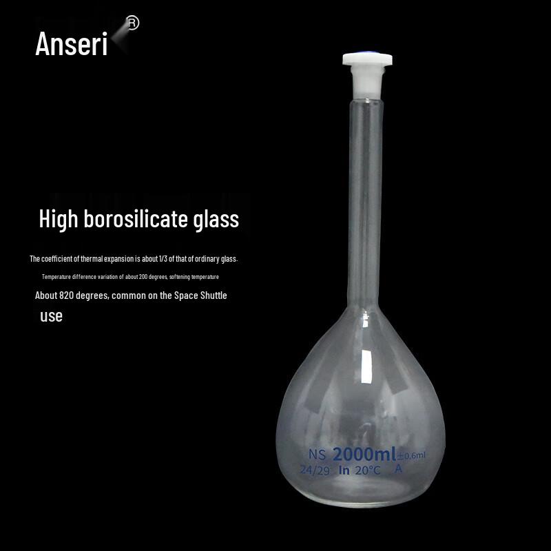 AnseRui 250ml Borosilicate Glass Volumetric Flask, 2-Pack