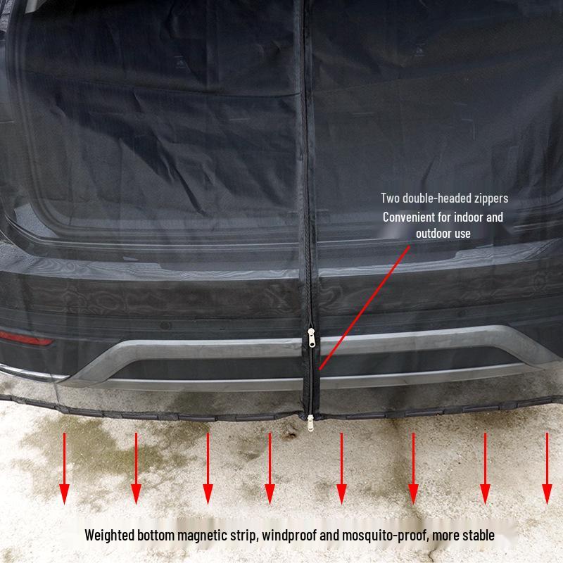Magnetic Rear Car Mosquito Net: Sun Protection & Ventilation Small Tailgate Screen (Support Rod Spacing 1)