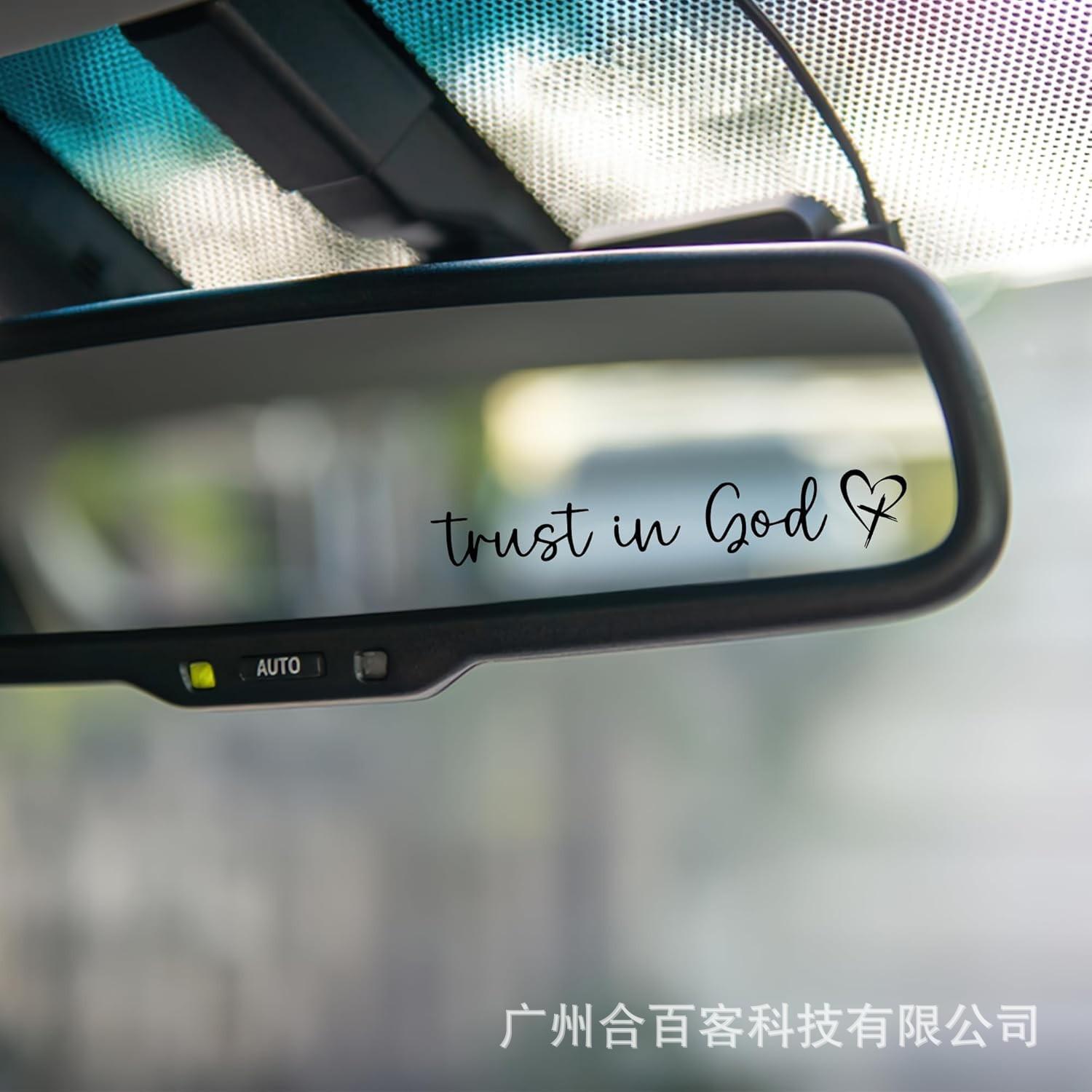 Trust in God Rearview Mirror Sticker,Christian Car Accessories,Car Stickers and Decals for Women,Cute Car Stickers,Mirror Decals