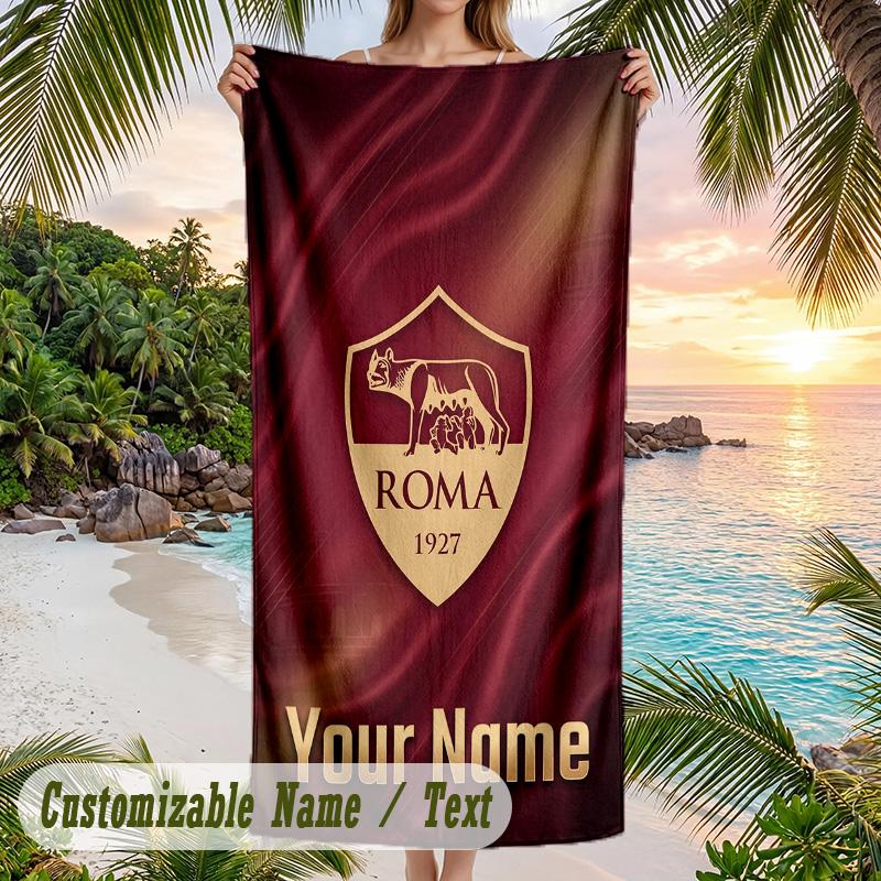 Beach Towel AS Roma Print Custom Name Text Soft Towel for Swimming Pool