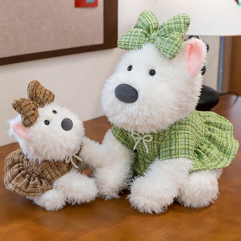 Cute Little Fragrant Style Western Highland Plush Toy Girl Birthday Gift Plaid Skirt Dog Office Doll