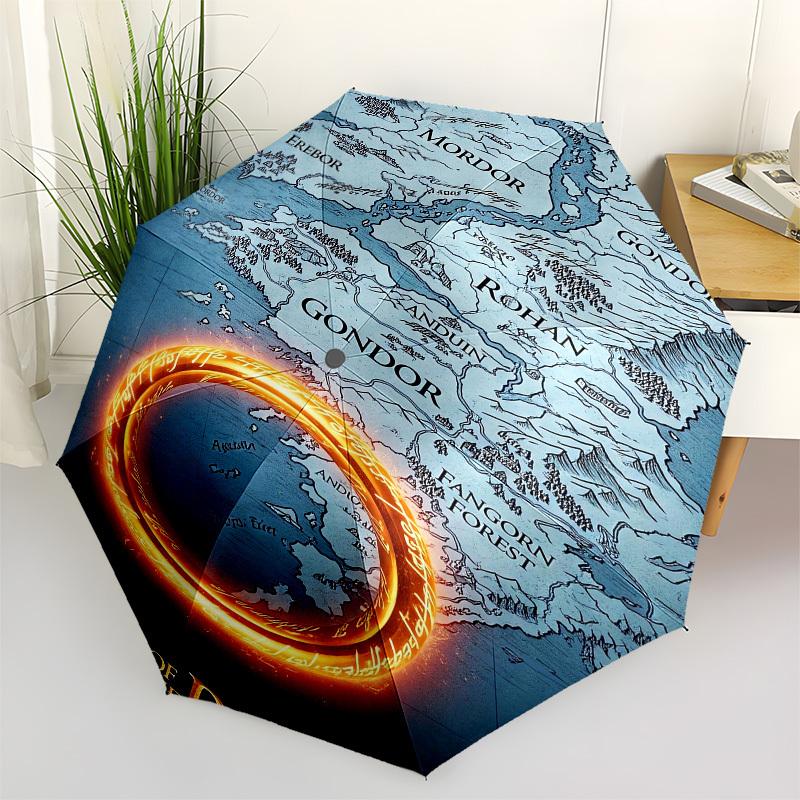 1pc Middle-earth Map Fantasy Umbrella with Plastic Handle,Suitable for All Seasons Travel Outdoor Multi-functional UmbrellaDCS056