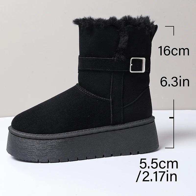 Warm Thicken Plush Chunky Platform Snow Boots Women  New Thick Bottom Winter Ankle Boots Woman Non Slip Cotton Padded Shoes