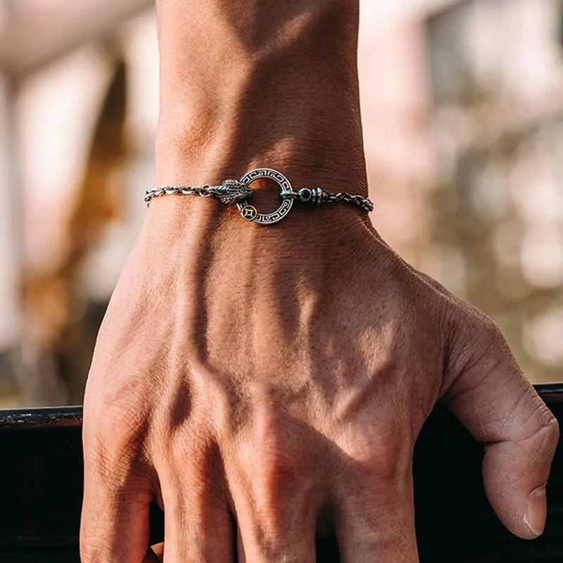 Dreidimensionaler Schlangenring Armband für Männer, Retro Alt, Hochwertiges Glücksschlangenarmband, Neuer Stil