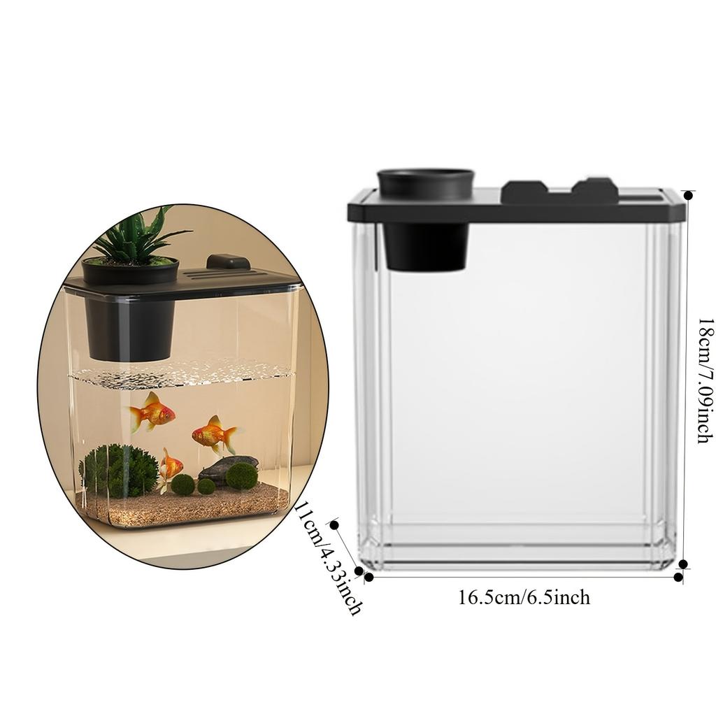 Moderner Tisch-Aquarium, Dekoratives Aquarium mit geringem Wartungsaufwand für Kampffische oder Garnelen, Aquarium, Kampffisch-Aquarium, Kristallklares Mini-Aquarium