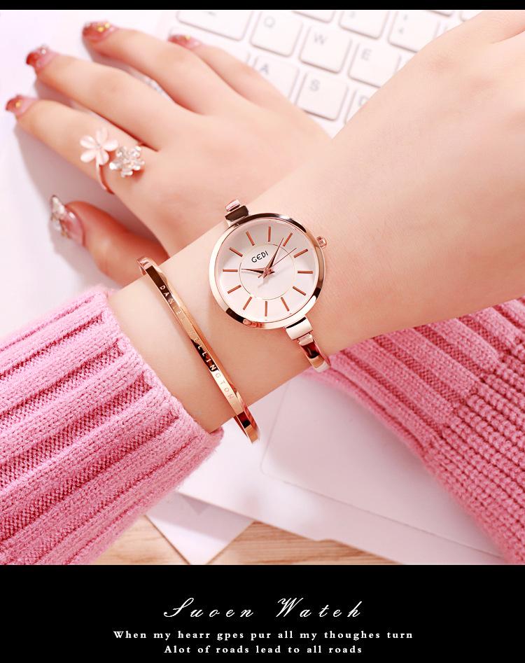 Gedi Women's Luminous Waterproof Bracelet Watch - Large Dial, Simple & Exquisite Design