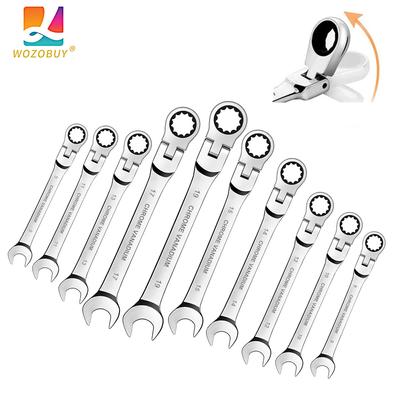 Flex-head Ratcheting Wrench Set,1Pcs Metric 6-24mm Chrome Vanadium Steel Universal Spanners for Car Repair Hand Tools
