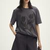 Women's 3D Flocked Floral Short Sleeve T-Shirt