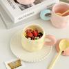 Cute High value Mug with Lid for Girls Office Coffee Cup Contrast Couple Cup